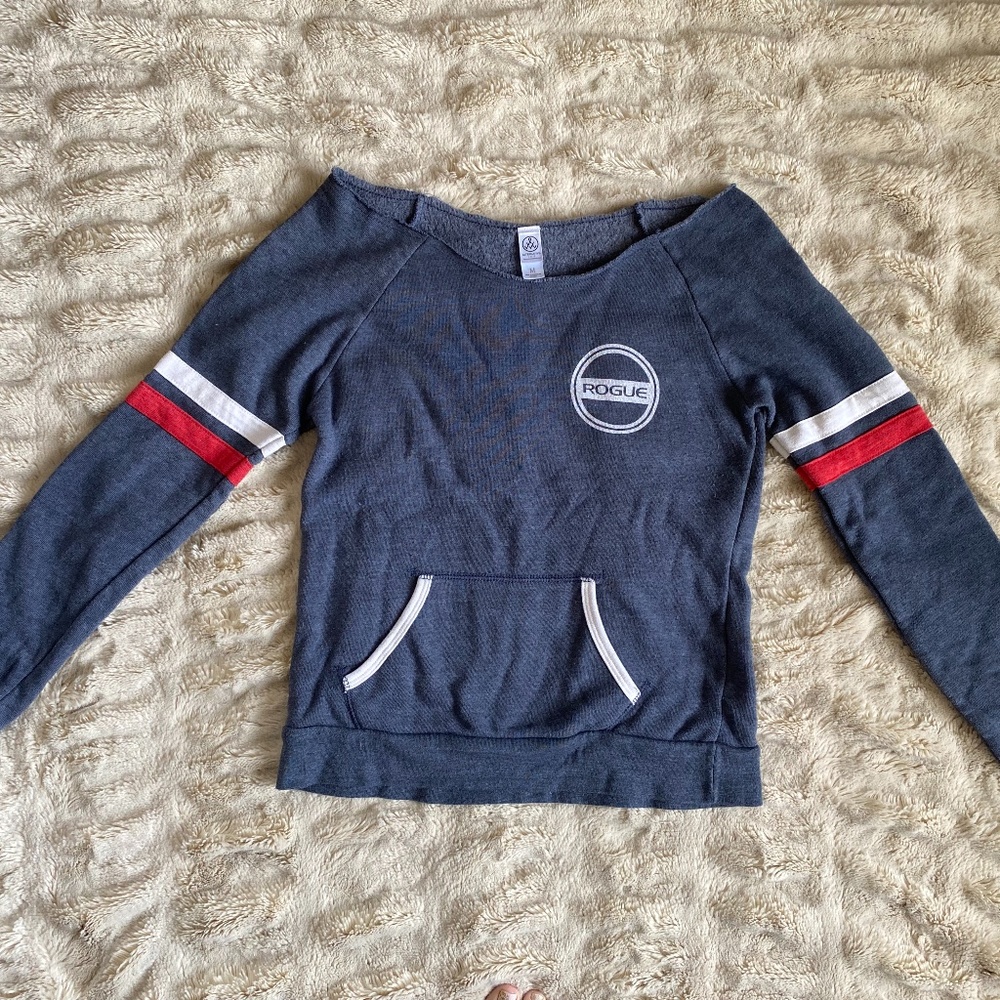 Rogue Women's Sweatshirt, Vintage-style Baseball Cut, Striped Ft. Front Pouch
